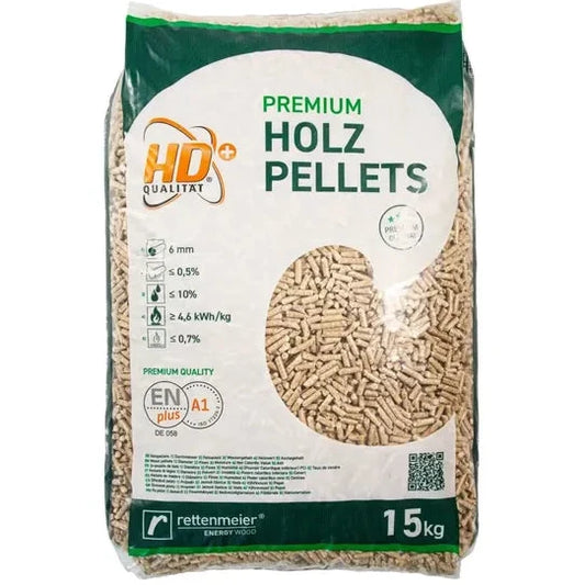 Drevené pelety Rettenmeier Energy Wood Premium ENplus A1 / Paleta 1050 kg (70 vriec × 15 kg)