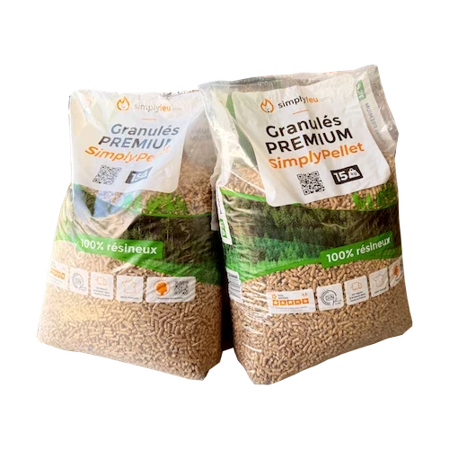 Prémiové drevené pelety SimplyPELLET – 3 palety – 195 vriec, 2 925 kg