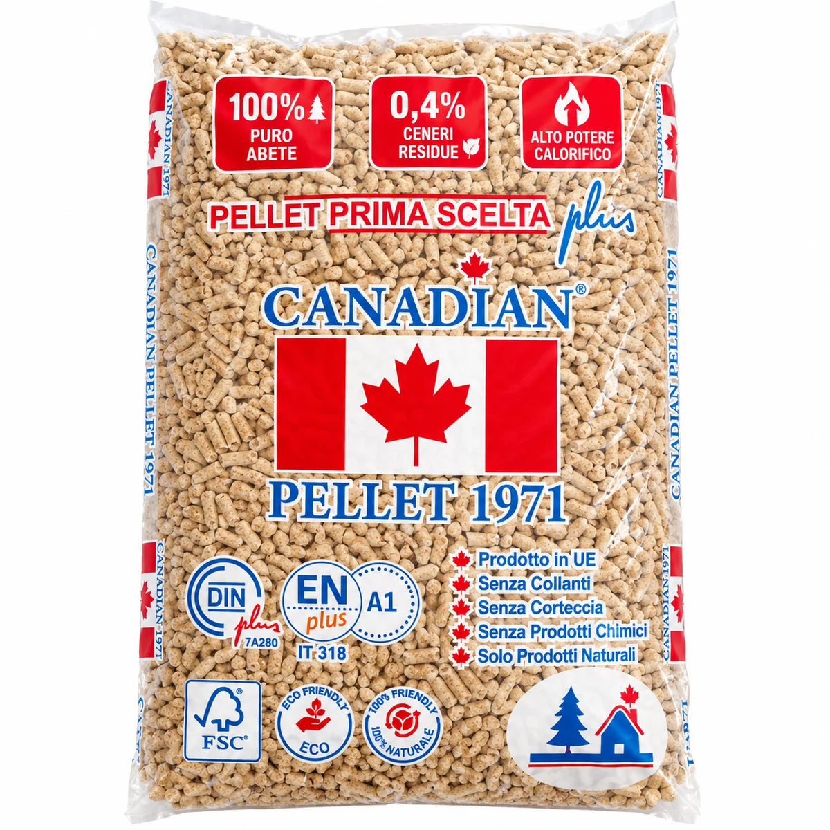 Kanadské smrekové drevené pelety– paleta 72vriec ×15kg (1080 kg)